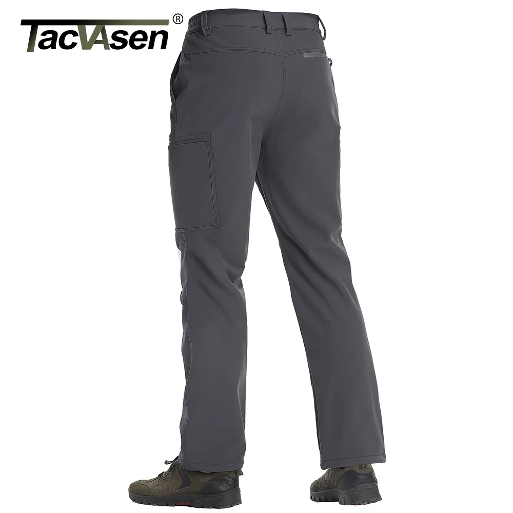 TACVASEN Men\'s Winter Casual Straight Pants Warm Thermal Fleece Lining Work Outdoors Trousers Snow Ski Hiking Pants Waterproof