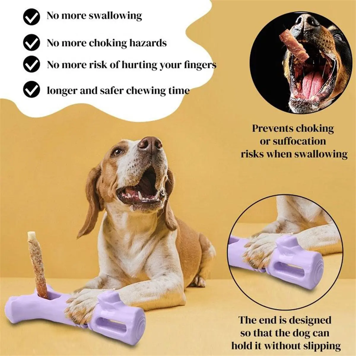 Personalized Rotating Branch Pet Feeder Dog Toy Tough Chew Snack Stick Holder Fun Relief