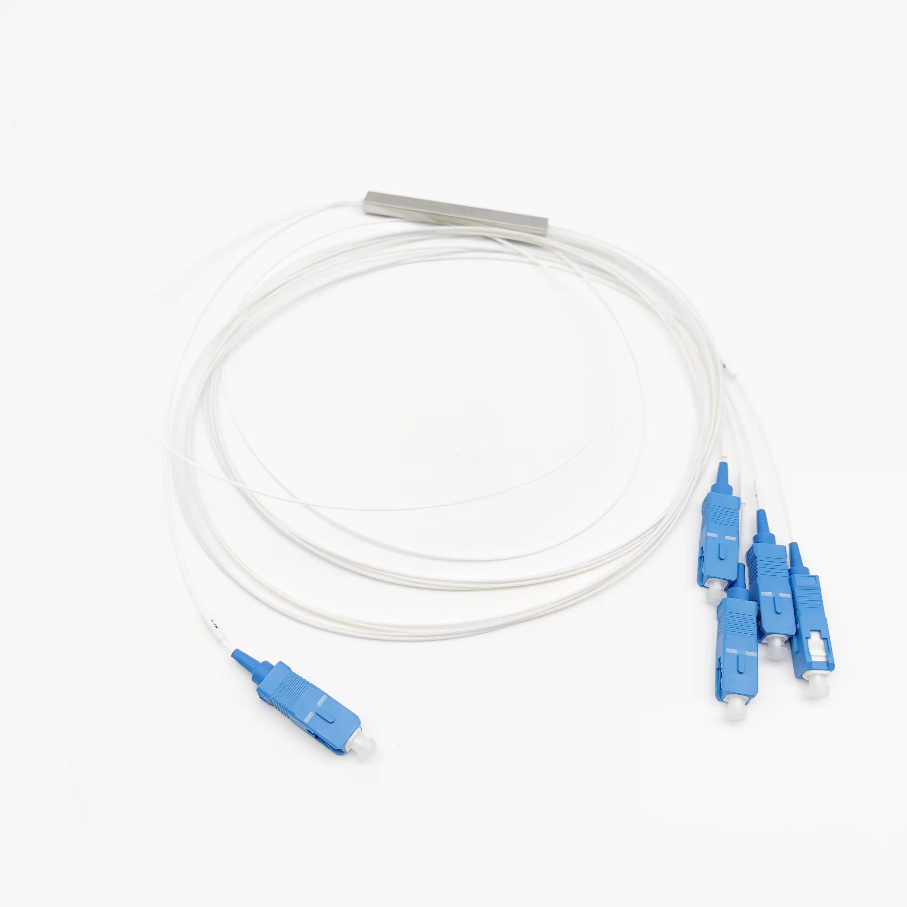 Lenew FTTH Factory Supply High Quality Steel Tube Type Fiber Optical Splitter Mini 1*4 SC APC UPC Fiber Optic Splitter