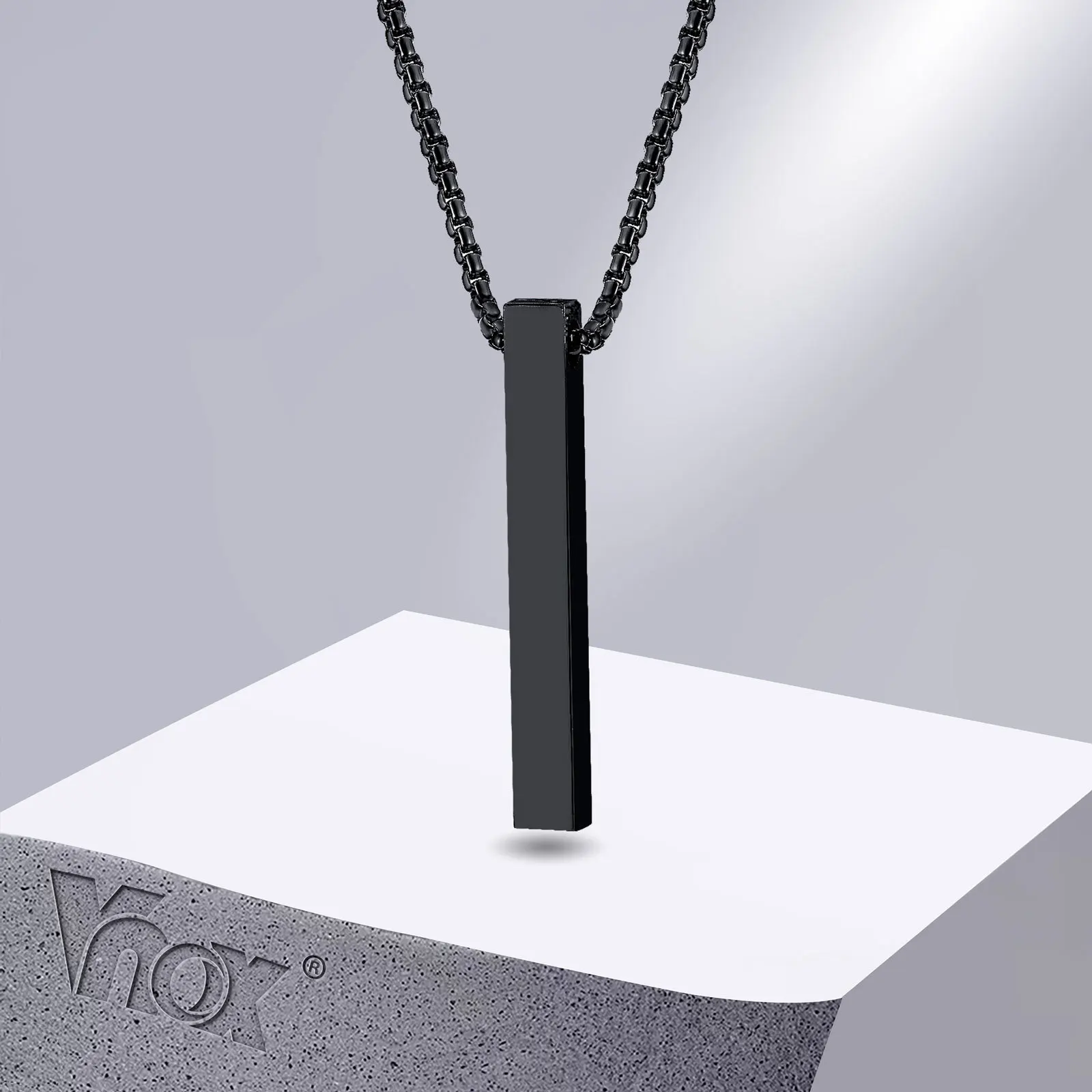 Naszyjnik Vnox 5mm dla kobiet i mężczyzn, wisiorek ze stali nierdzewnej 3D, minimalistyczny, prosty, swobodny kołnierz na szyję unisex