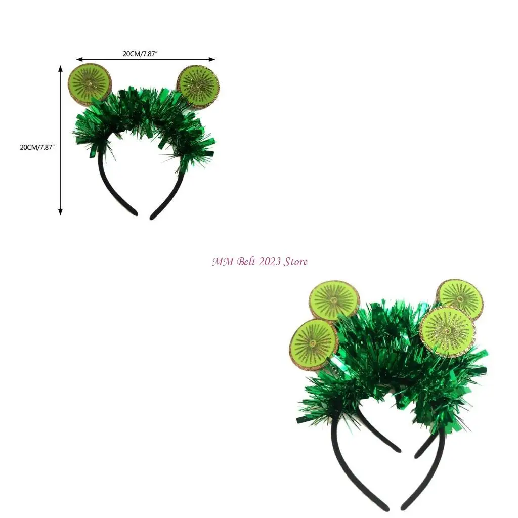 

49ME Гавайская вечеринка, праздничная повязка на голову для семейного сбора, блестящий обруч для волос с киви, тропический декор