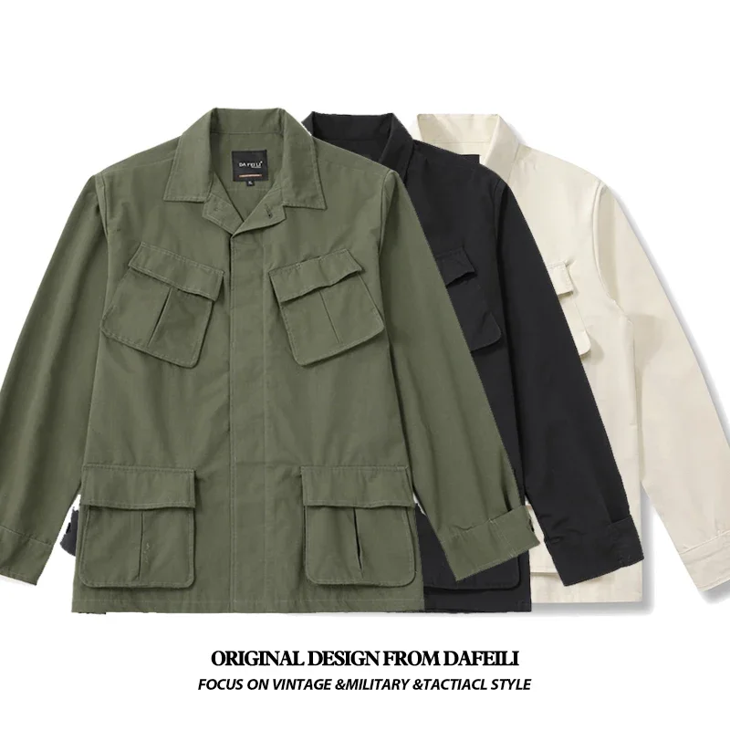

Men Solid Color Jacket Men's Military Khaki Jacket Actical Men's Windbreaker Jackets Men's Motorcycle Jacket High Quality Jacket