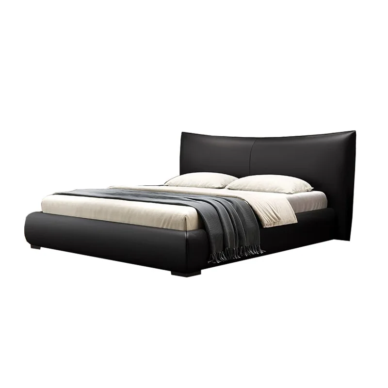 Leather bed modern simple light luxury wedding bed high PC and console game bedroom double bed