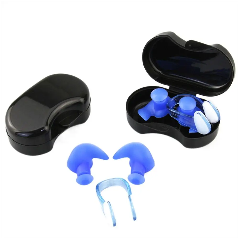 اكسسوارات سيليكون مقاوم للماء الغوص مكافحة الضوضاء السباحة مشبك الأنف سدادة الأذن الأنف كليب مجموعة السباحة الأنف الأذن التوصيل السباحة سدادات الأذن #3