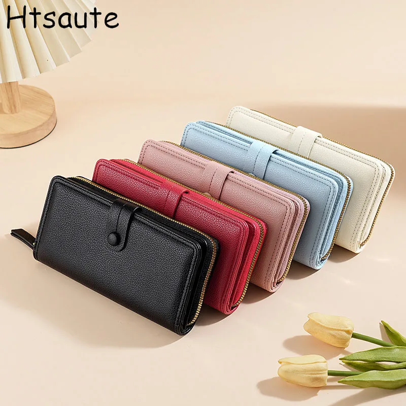 

Vintage Style Blocking Wallet fold-over Long Clutch Purse Multi-Card Slots for Daily Commute Business Casual Hasp Card Holder