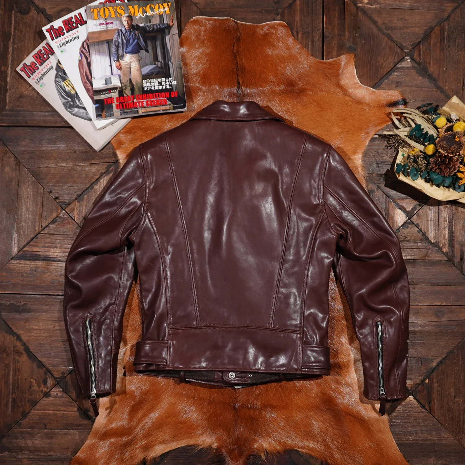 Blunt Razor Classic Replica Labare Cowhide Biker Slash Leather Jacket Men's Short Jacket American Vintage Leather