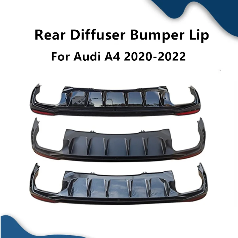 PP Material Auto Rear Bumper Lip Diffuser For Audi A4 B9 2020 2021 2022 Facelift S4 Style Honeycomb Diffuse with Pipe Tip
