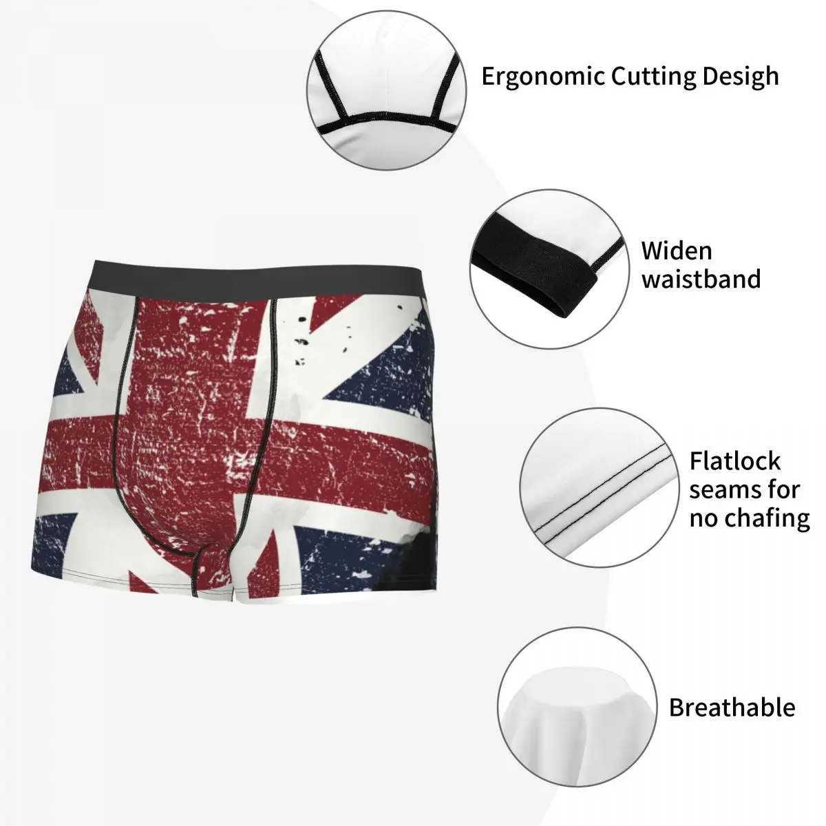 British Flag Underwear Men Sexy Print Customized Union Jack UK United Kingdom Boxer Shorts Panties Briefs Breathbale Underpants