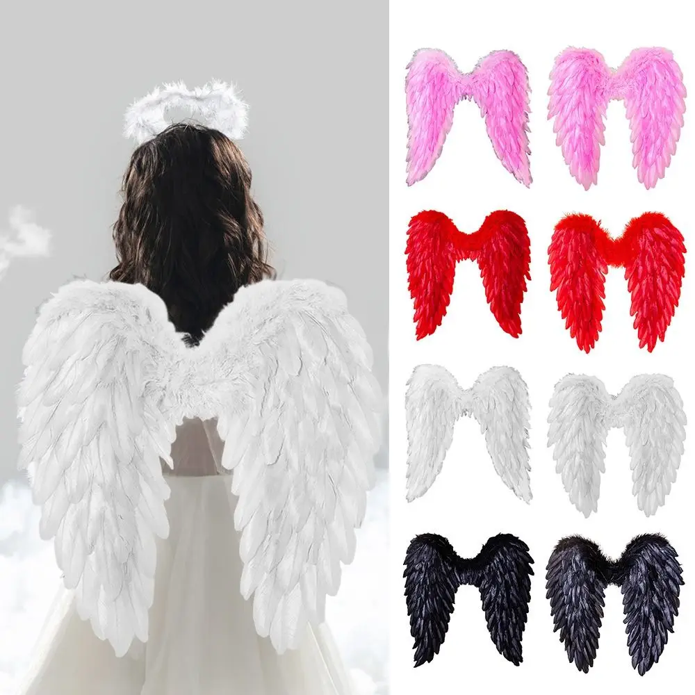 Soft White Feather Wings Black Handmade Cosplay Little Wings Party Props Angel Wings Halloween