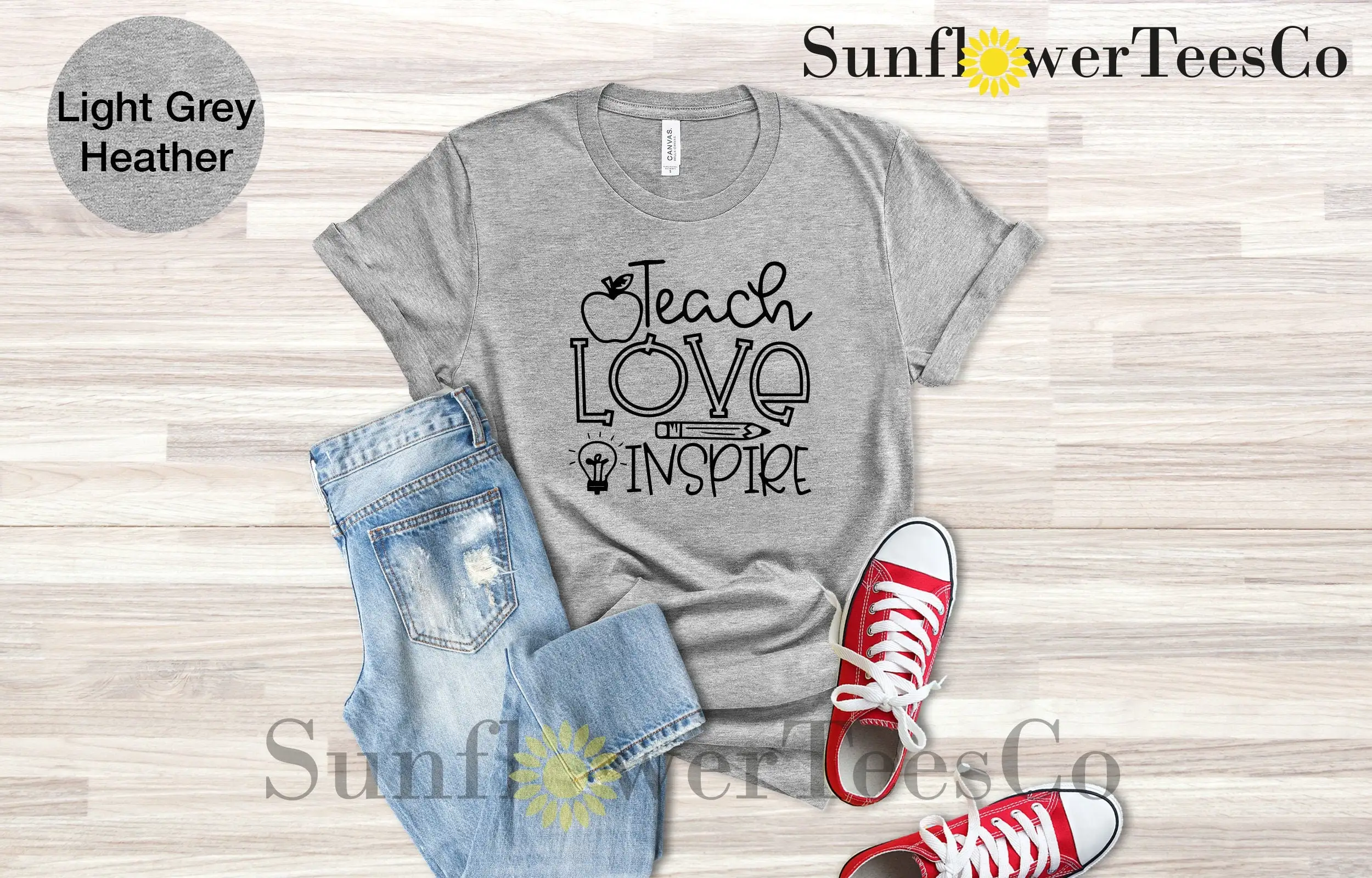 

Teach Love Inspire T Shirt Teacher Appreciation Kindergarten
