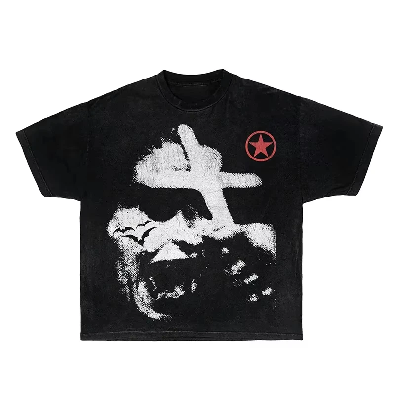 Camiseta de algodón Y2K para calle, camiseta de manga corta Punk de gran tamaño con estampado gráfico Harajuku, Top Retro gótico Rock, camiseta de Hip Hop a la moda