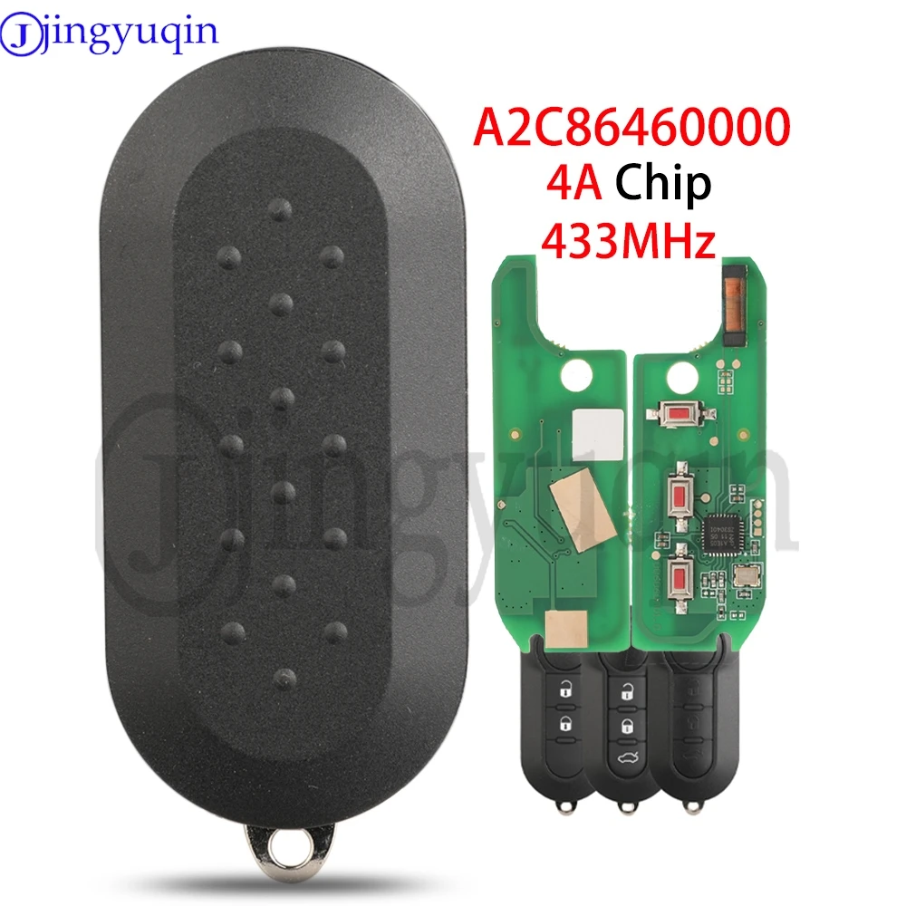 

jingyuqin A2C86460000 433MHz 4A Chip Flip Car Remote Key For Fiat Mobi Uno Fiorino E Mais Strada Citroen Peugeot Fob Control