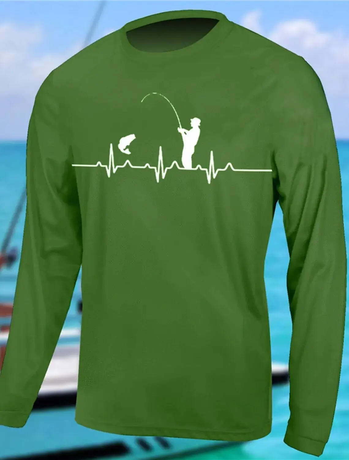 قميص رجالي مطبوع واقي من الشمس لصيد الأسماك في الهواء الطلق يسمح بمرور الهواء وسريع الجفاف وممتص للعرق ملابس واقية من الشمس ملابس رياضية لصيد الأسماك