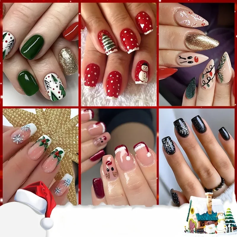 

Новая французская рождественская коллекция доспехов Instagram, накладные накладки для ногтей, желейный клей, прочный и не выцветающий