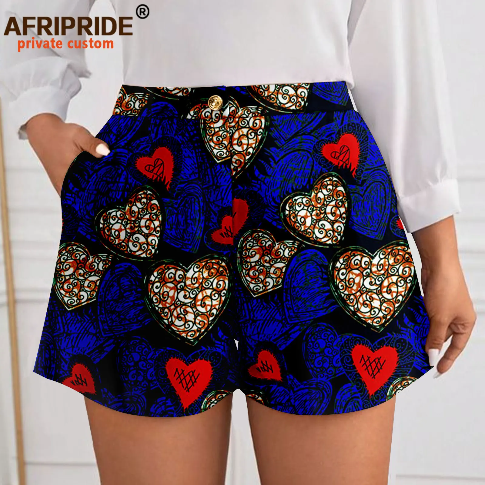 

Women Shorts for Women Running Shorts Elastic High Waisted Shorts with Pockets African Print Casual Athletic Short Pants 2421005