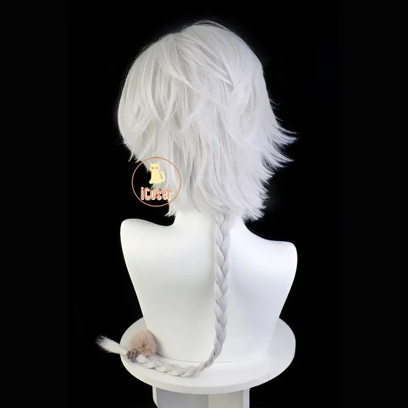 شعر مستعار تنكري أبيض قصير الشعر ، غطاء رأس قصير على شكل ذيل حصان ، الصبي الملاك ، الكلاب الضالة أنيمي بونجو ، الجوجول ، تحلل الصبي الملاك ، 4