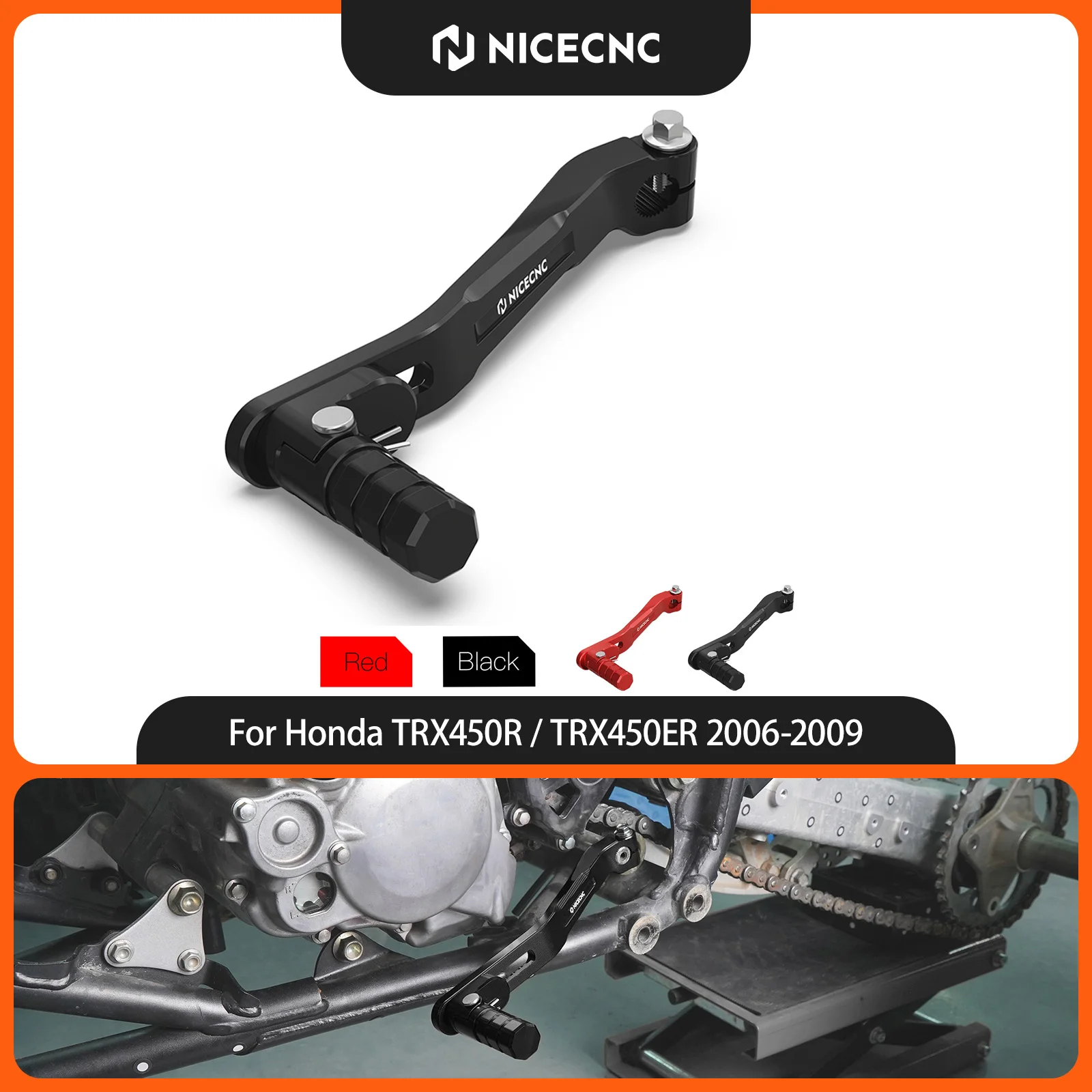 NICECNC For Honda TRX450R 2006-2009 Folding Shifter Shift Lever Aluminum For TRX450ER 90° Folding Thicker Sturdier Accessories