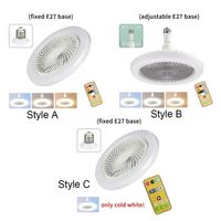 Lighting Fixtures 2-in-1 LED Fan Light Three-speed Mode Smart E27 Screw Fan Light Creative Silent Fan Ceiling Light Living Room