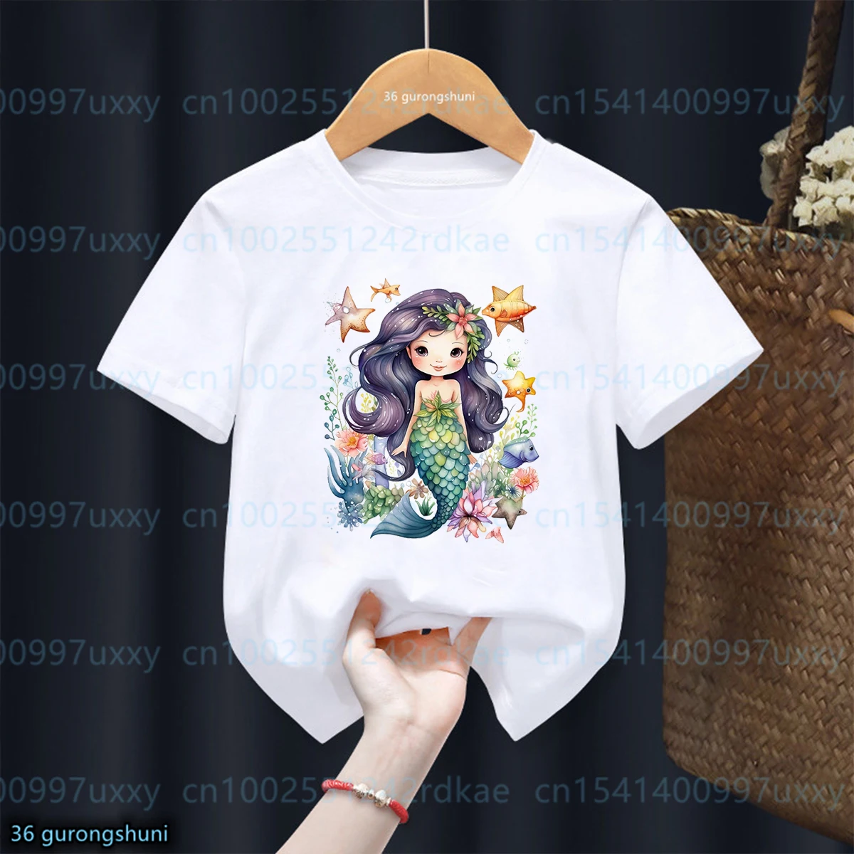 Kawaii Girls T-Shirt Funny Marine Creatures Little Girl Print Tshirt Kids Fashion Summer Girls Clothing Birthday Gift Tshirt Top