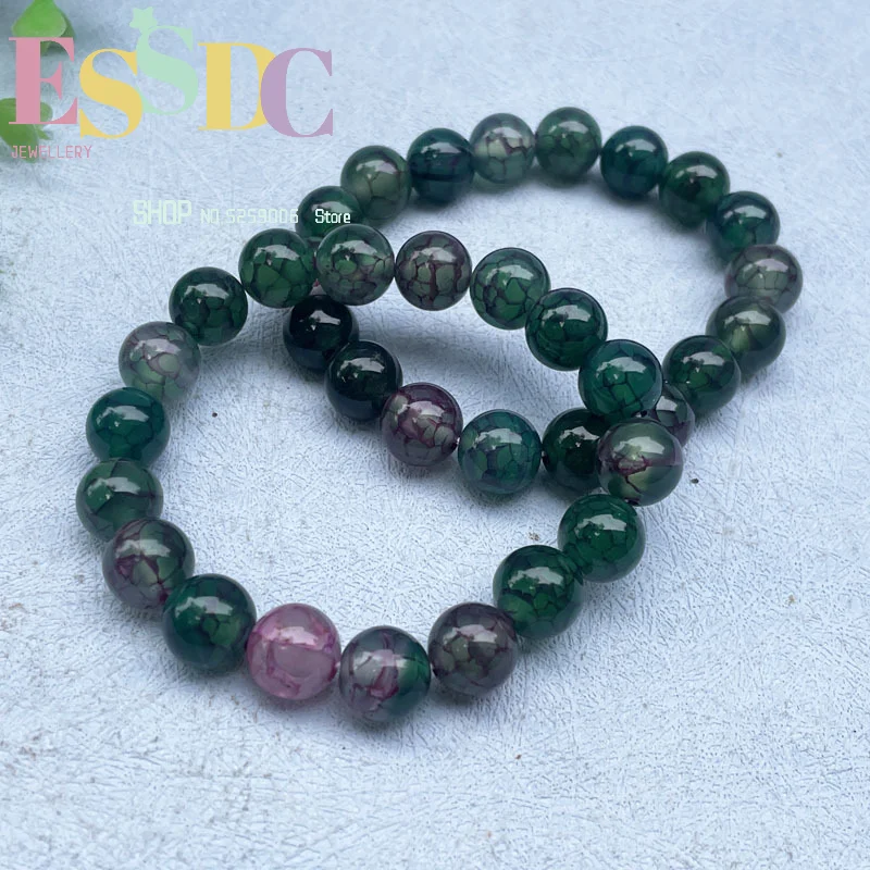 Exquisite jewelry green dragon pattern agate chalcedony mesh bracelet for men and women for daily wear view 2