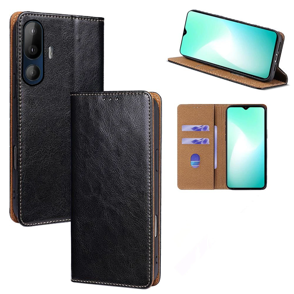 Premium Genuine leather Flip Phone Case For HTC U24 U23 U20 Desire 22 Pro 20+ PIus RFID Card Slot Wallet Shockproof Cover
