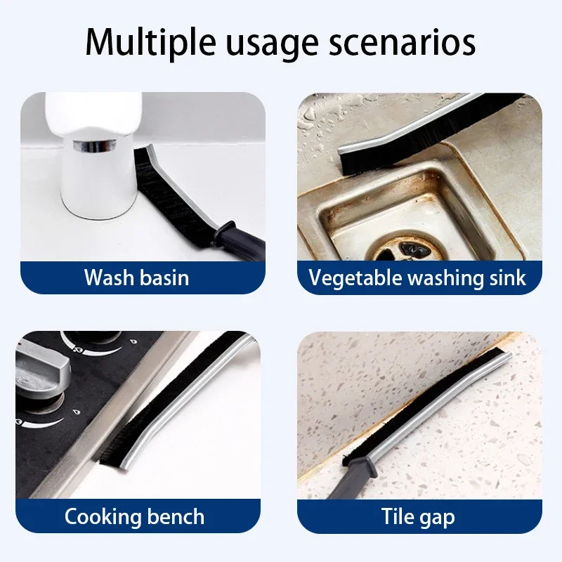 1/3pcs Multifunctional Cleaning Brushes Crevices Cleaner Tile Joints Scrubber Thin Brushes With Long Handle Floor Lines Cleaning