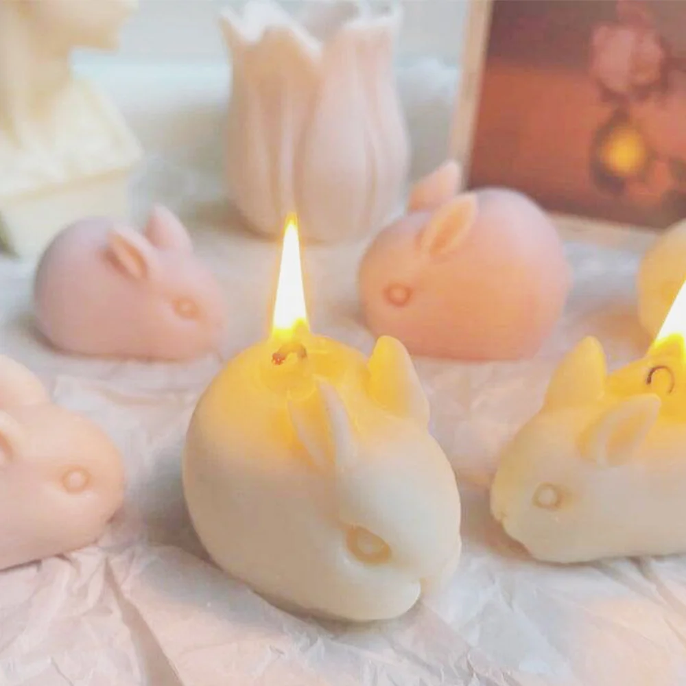 3D Rabbit Soap Mold Silicone Mould DIY Candle Mold Cute Cake Pudding Molds Cake Chocolate Dessert Mould Candle Making Supplies