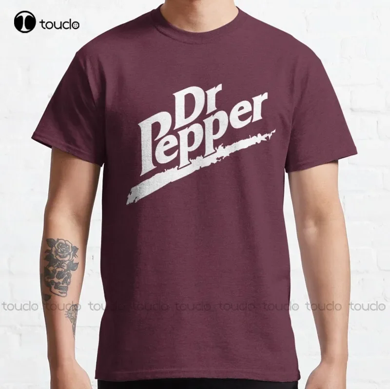 New Dr Pepper 90S Maroon Background Classic T-Shirt White Shirt Women Cotton Tee Shirt S-5Xl Unisex