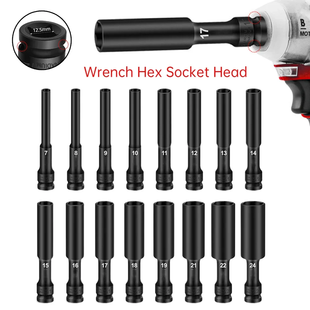 1/2 Drive Socket Impact-Wrench Hex Socket Head 8-24mm Adapter Spanner Converter Reducer Electric Impact-Hex Standard Wrench Sock