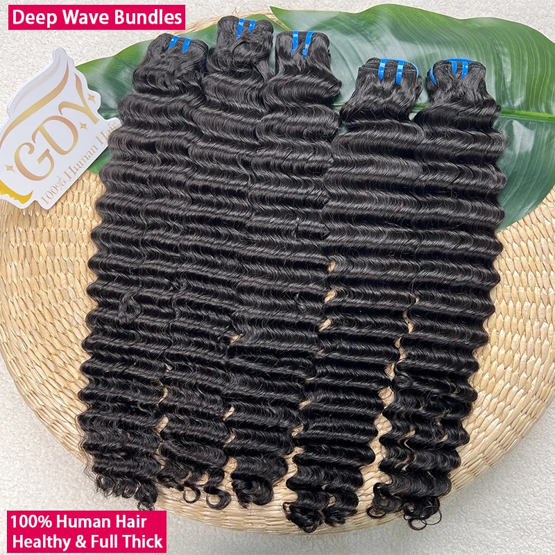 

Натуральные волосы 18A Deep Wave, 100% вьетнамские, необработанные, объемные кудрявые пучки для наращивания # Натуральный цвет 1B, 10-30 дюймов