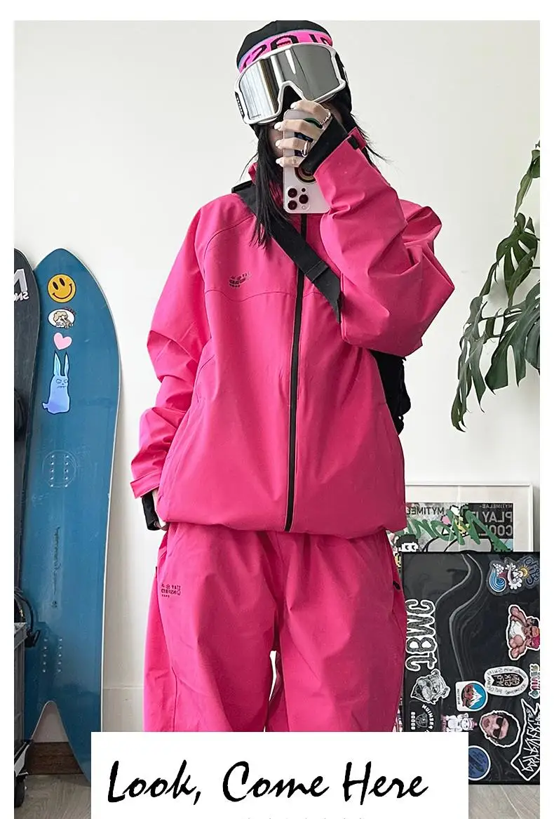 John Snow 2025 Neuer Unisex Ski-Anzug für Einzel- und Doppelbretter, Locker Geschnittener Wasserdichter Wärmehaltender Skianzug mit Skihose und Skijacke – Detail 14