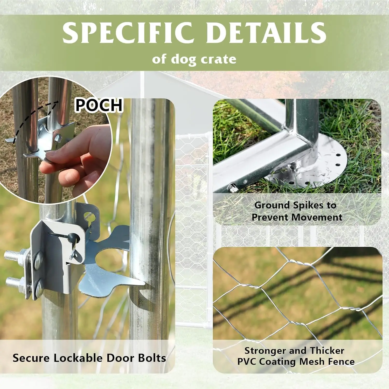 Large Outdoor Dog Kennel Heavy Duty Water&UV Resistant Galvanized Steel Playpen Dog Run 90