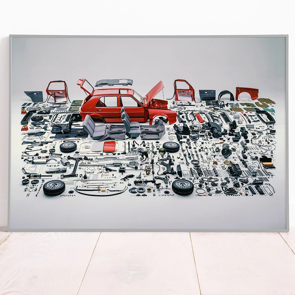 

Retro Golf Sports Car Dismantled Poster Print Classic Legendary Racing Canvas Painting Supercar Wall Art Gaming Room Home Decor