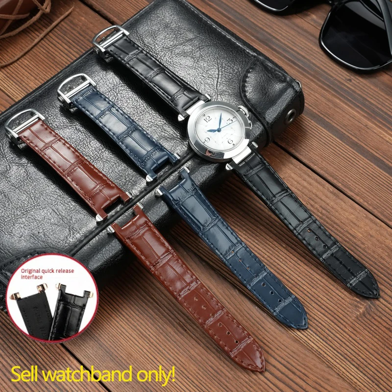 

19 21 мм быстросъемный кожаный ремешок для часов для Cartier PASHA WGPA0019 WGPA0010 WGPA0027 W2PA0014 стальной ремешок для часов с вырезом на конце