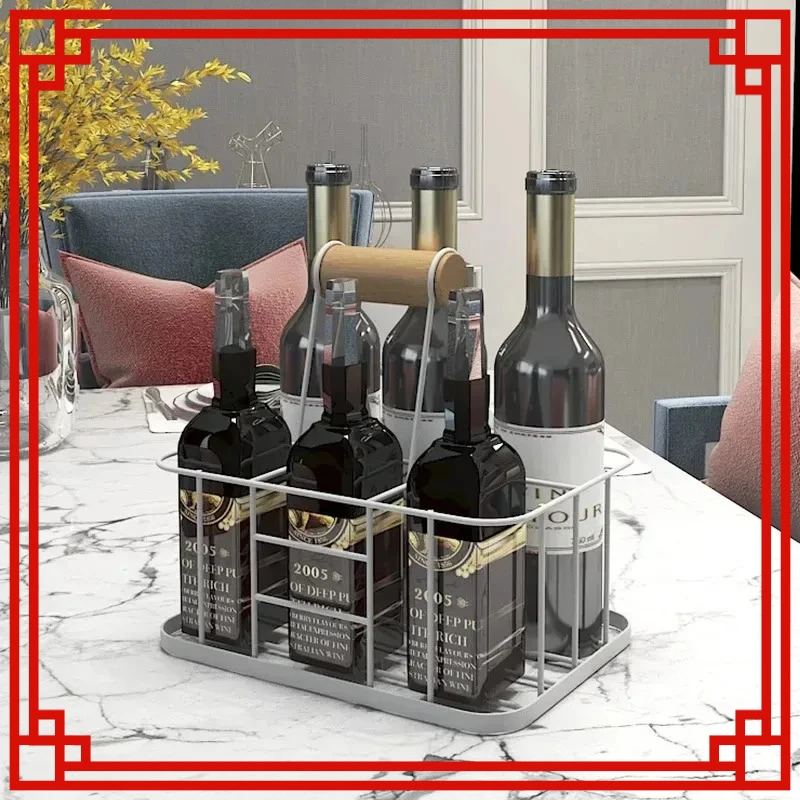 

Reusable 6 Pack Beer Bottle Carrier Drink Holder Carbon Steel Durable Bar Liqueur Wine Beer Rack Basket Cup Organizer