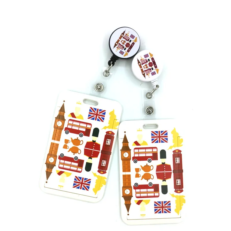 British Bus England style Fashion Women Card Holder Lanyard Colorful Retractable Badge Reel Nurse Doctor Student Exhibition