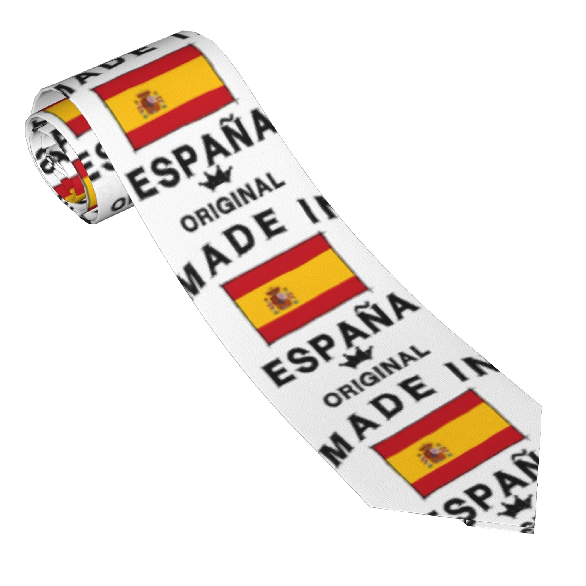 Spain Spanish Flag Tie  Wedding Neck Ties Elegant Neck Tie For Men Custom Collar Tie Necktie Gift Idea