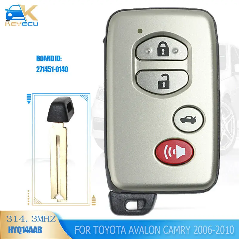 KEYECU 27145-0140 314.3MHz / 433MHz Smart Remote Key Fob for Toyota Camry Avalon 2007 2008 2009