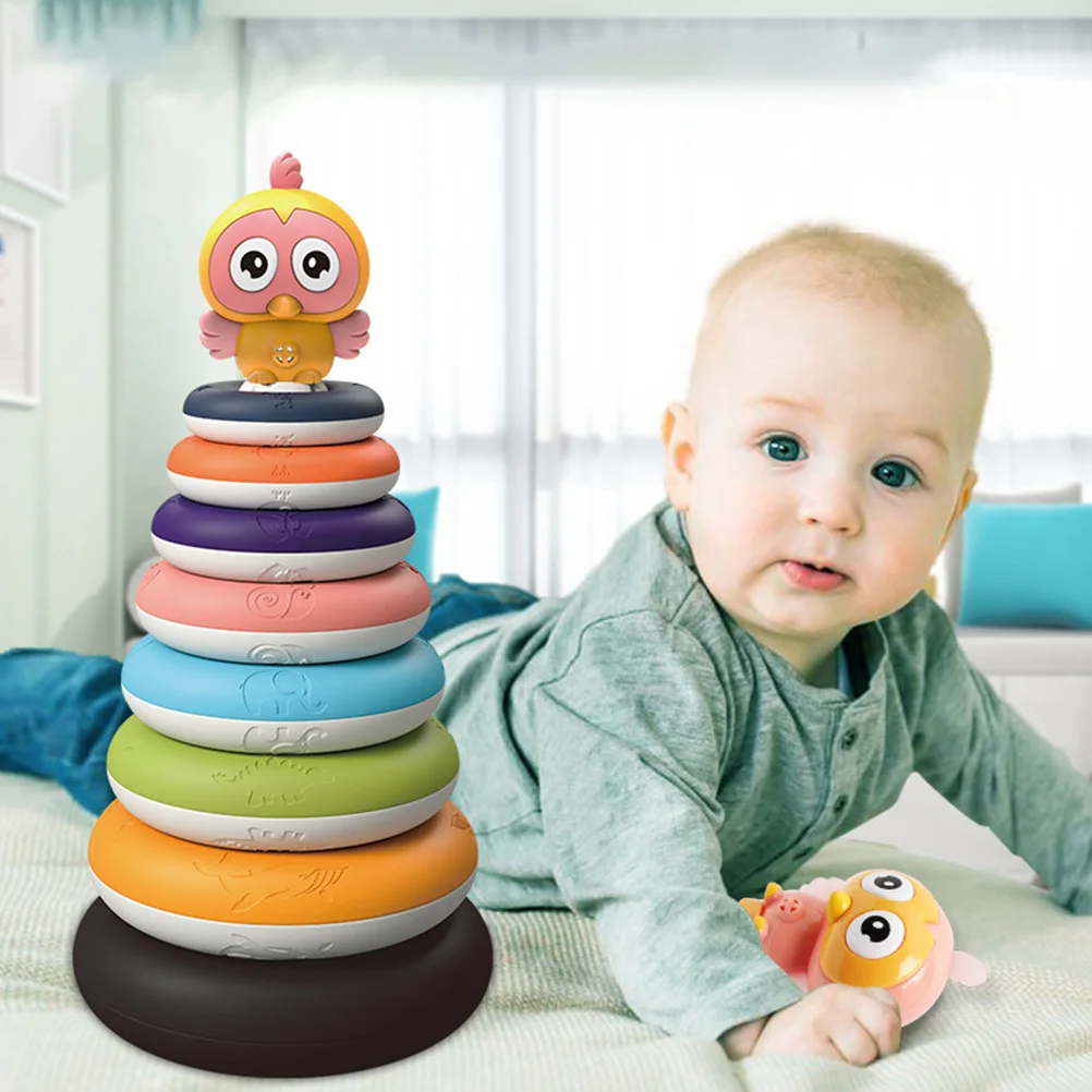 

1Set Rainbow Ring Stacking Tower Fun Educational Plaything Children Hand Eye Coordination Balance Color Recognition