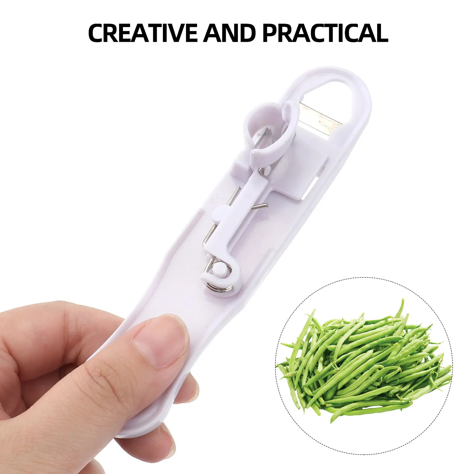 

2PCS Bean Slicer Stem Remover Kitchen Gadget Green Bean Vegetable Plastic Tool Stainless Steel Blade