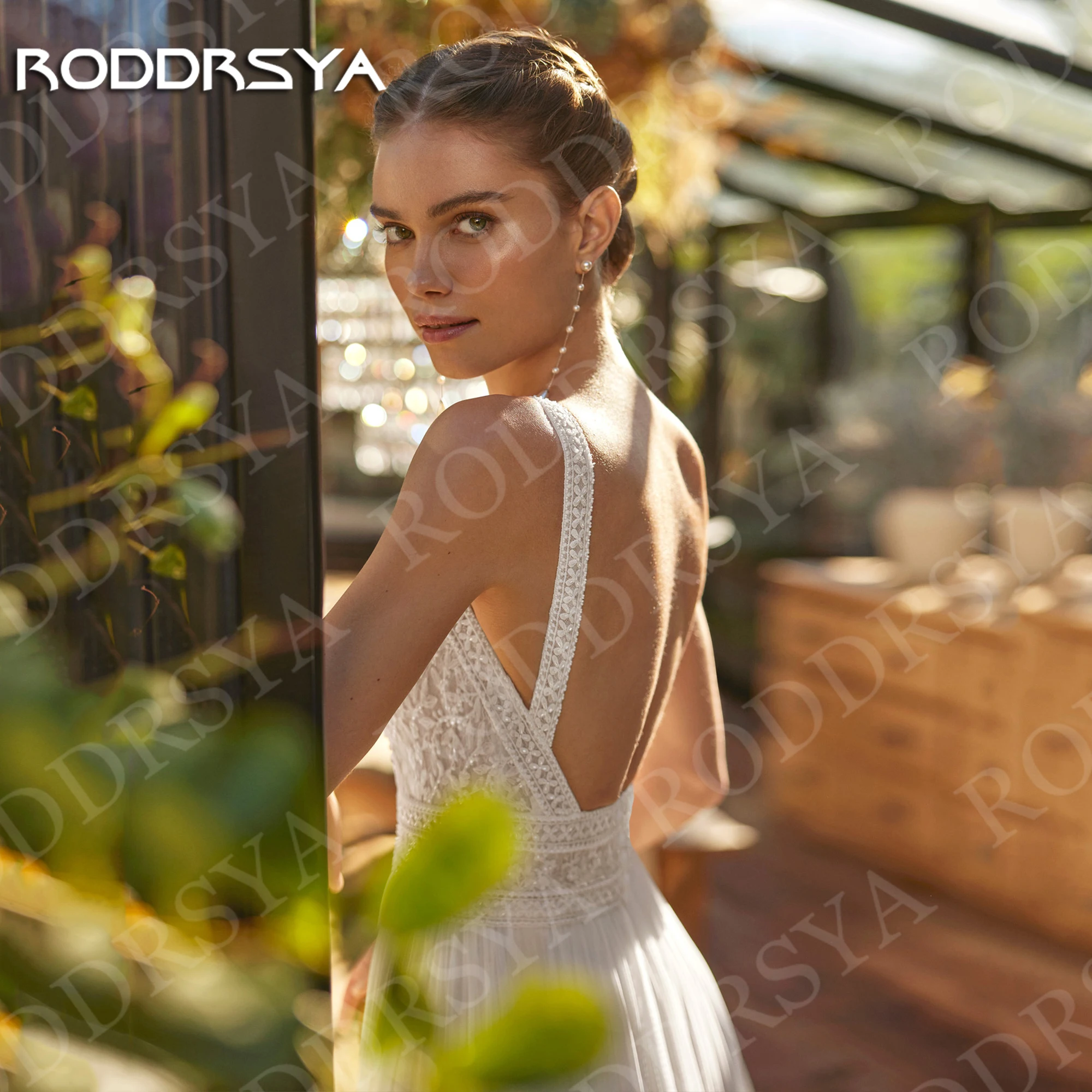 RODDRSYA Beach Boho Wedding Dress Chiffon Lace Spaghetti Straps Backless A Line Bridal Dresses Customized Women Robe De Mariée image 3