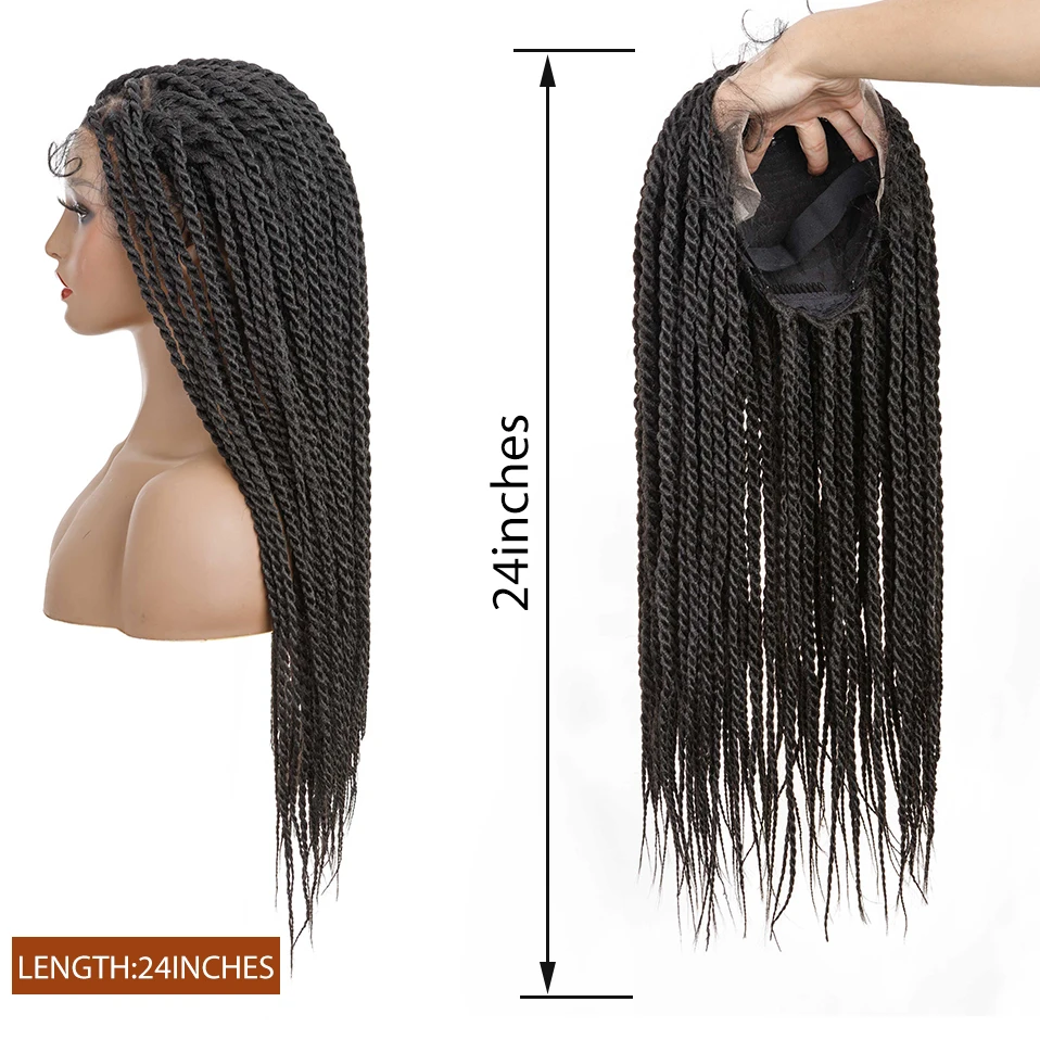 Snoilite 26Inches Synthetic Lace Frontal Braid Wigs For Black Women Brown Wine Red Lace Front Braiding Brazilian Boxing Wig