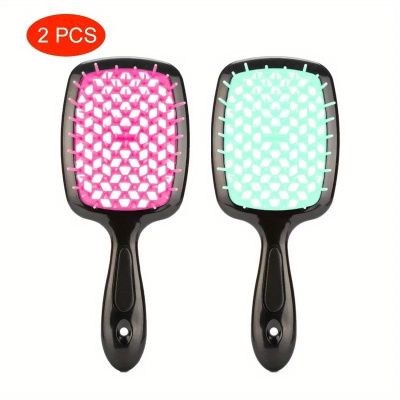 Pack Detangling Hair Brush Set - Anti-static Plastic Bristle Comb for Wet or Dry Hair - Scalp Massage Finishing Hairbrush for No