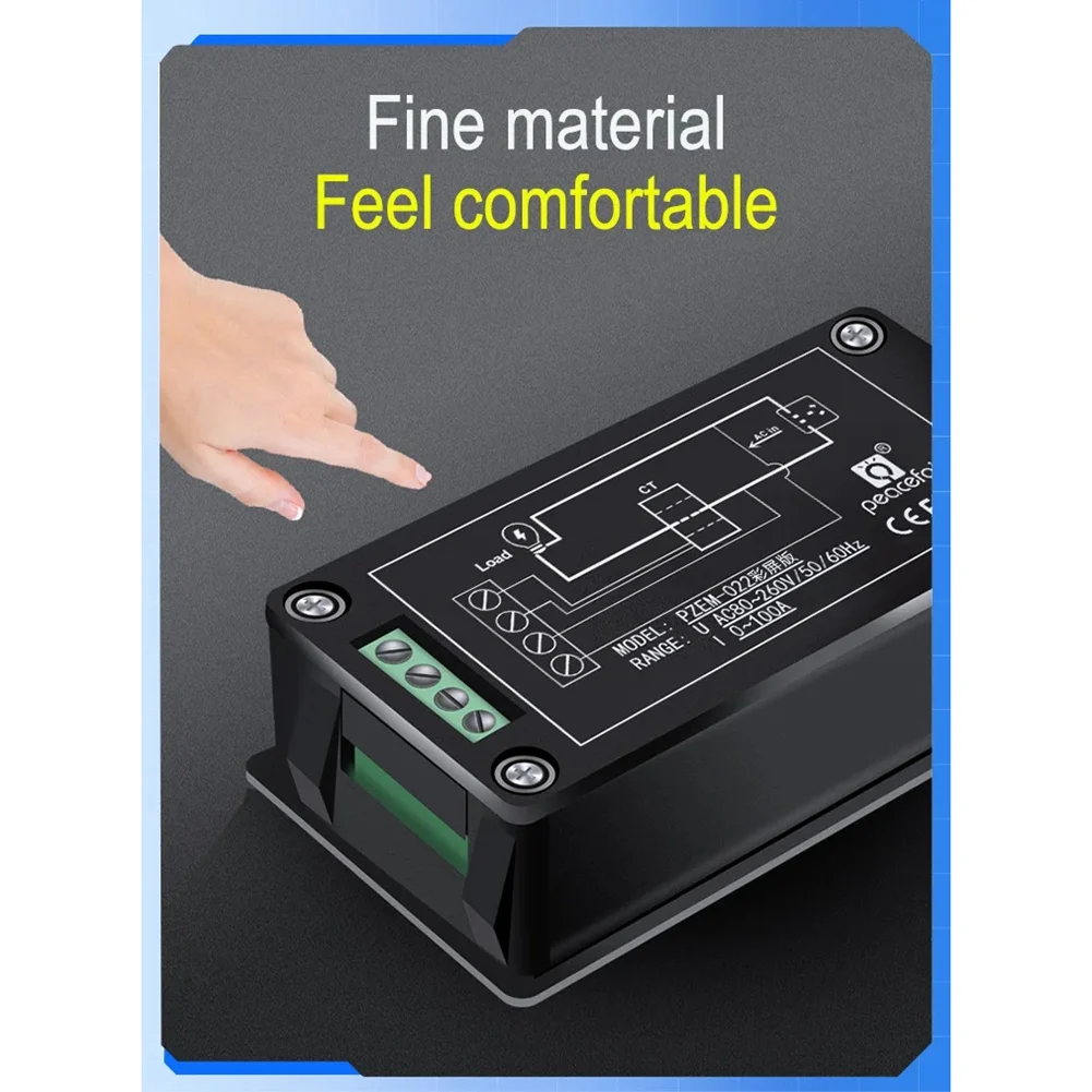 

Peacefair PZEM-022 Цифровой интеллектуальный счетчик энергии с одним ЖК-дисплеем Цветной экран 6в1 Вольтметр Счетчик электроэнергии + катушка CT