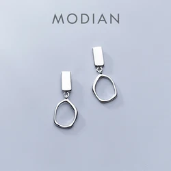 MODIAN Classic Irregular Oval Dangle Earring for Women Pure 925 Sterling Silver Simple Geometric Square Earring Fine Jewelry