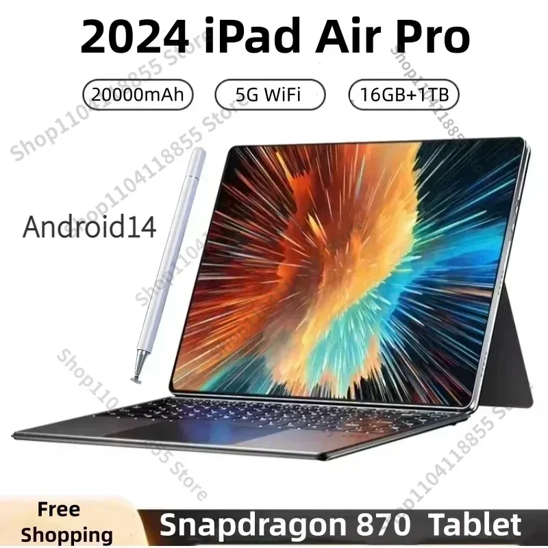 2024แท็บเล็ต iPad Air Pro, แท็บเล็ต11นิ้ว HD 4K แอนดรอยด์14 16GB + 1TB 20000mAh 5G ซิมคู่บลูทูธ WiFi แท็บเล็ต GPS