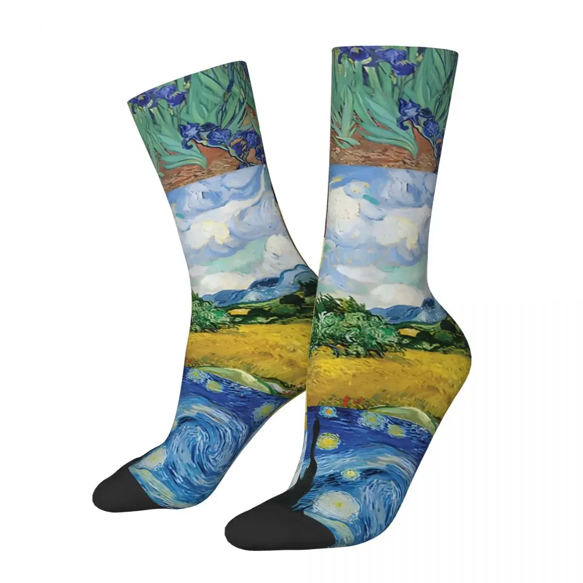 

Crazy compression Vintage Vincent Sock for Men Harajuku Van Gogh Seamless Pattern Crew Sock Novelty