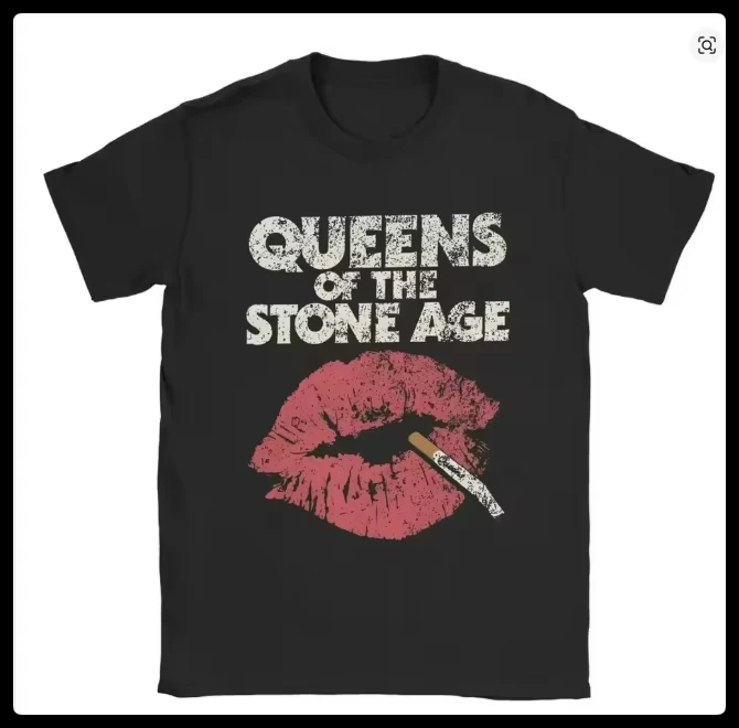 American Street Smoking Cat Men T-Shirt Queens of The Stone Age Retro Printed T-shirt Men's Women's Short Sleeve Crew Neck Tee