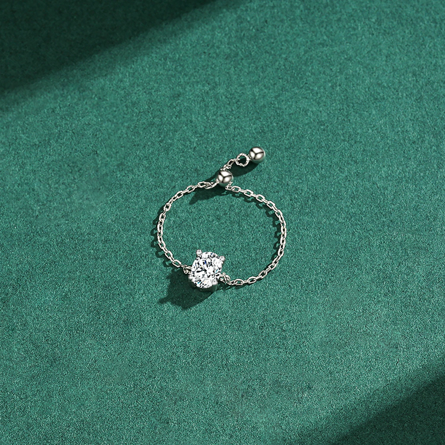 Modian 100% prawdziwe 925 Sterling Silver owalny cyrkon damski pierścionek regulowany łańcuszek Link Rings dla kobiet biżuteria ślubna na prezent — zdjęcie 5