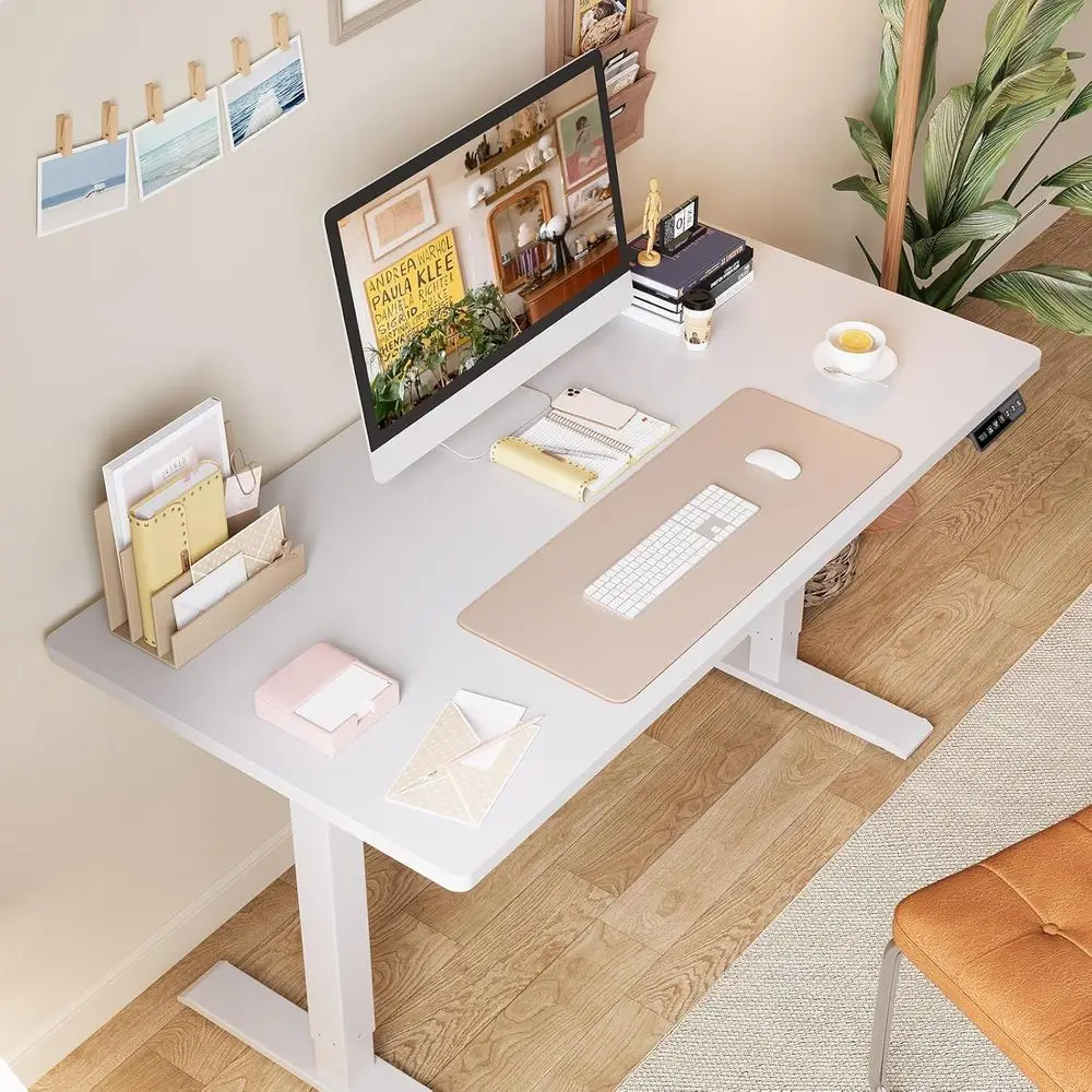 مكتب قائم كهربائي بارتفاع قابل للتعديل مع عجلات - محطة عمل محمولة للجلوس للمنزل والمكتب #2